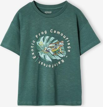 Vertbaudet Jungen T-Shirt mit Naturmotiv, Recycling-Baumwolle moosgr&uuml;n