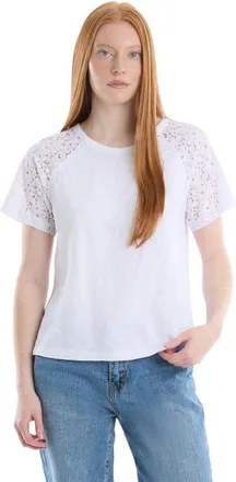 Wilt Lace Raglan Sleeve Tee in White at Nordstrom, Size X-Small
