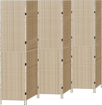 vidaXL Room Divider Folding Manual Beige 292 x 180 cm Poly Rattan vidaXL