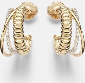 Yvonne Léon Un Deux Trois Lisse 9kt white gold hoop earrings with diamonds