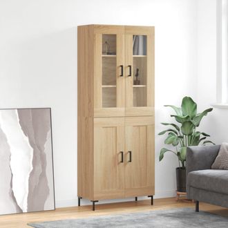 vidaXL Vidaxl - Aparador Alto Madera Contrachapada Color Roble 69,5x34x180 Cm