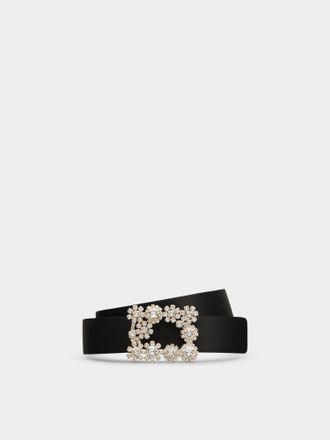 Roger Vivier Efflorescence Belt in satin, BLACK, 70 - Belts