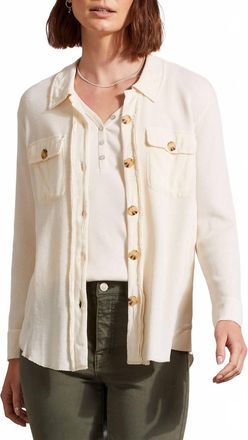 Tribal Cotton Button-Up Shacket In Sandust-3053