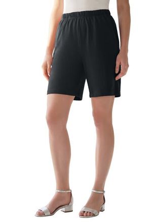 Roaman's Plus Size Soft Knit Pull-On Short in Black at Nordstrom, Size Medium