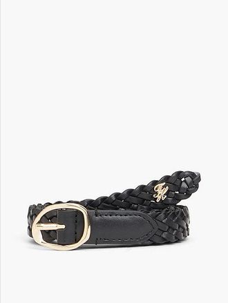 Tommy Hilfiger Sculpted Buckle Braided Leather Belt