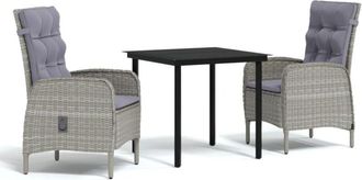 vidaXL Vidaxl - Juego De Comedor De Jard&iacute;n 3 Piezas Con Cojines Gris Y Negro