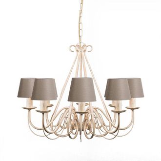 QAZQA Chandelier Cream 60 cm with Taupe Lamp Shades - Giuseppe
