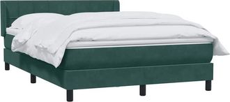 vidaXL Cama Box Spring Con Colch&oacute;n Terciopelo Verde Oscuro 160x220 Cm Vidaxl