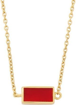 Jan Leslie Single Station Rectangle Dash Necklace In Sterling 18K Gold Overlay in Red at Nordstrom