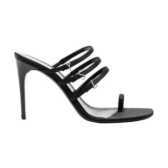 Saint Laurent Chic Toe Ring Stiletto Heel Sandals - female - Saint Laurent - Heeled Mules - Black - 3 UK - Shoes