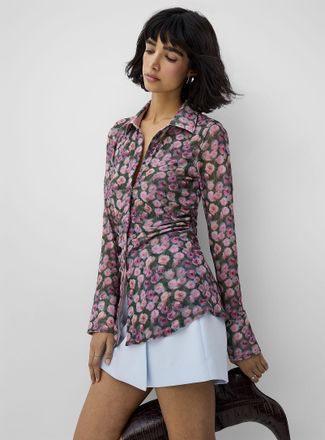 Icone Womens Long gathered-waist micromesh shirt