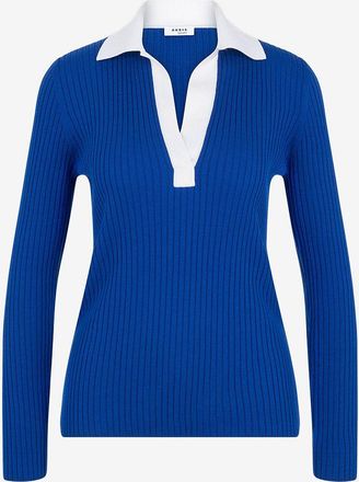 Akris Langarm-Rippstrick-Polohemd Colour Block