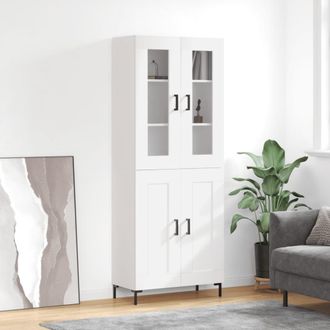 vidaXL Vidaxl - Aparador Alto Madera Contrachapada Blanco 69,5x34x180 Cm