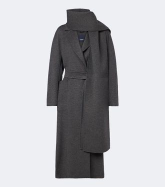 Max Mara Scarf-detail virgin wool wrap coat
