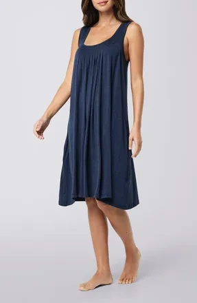 Papinelle Sleepwear Caty Soft Pleat Nightgown in Navy at Nordstrom, Size X-Large