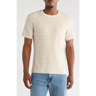 Frame Denim Ribbed Jacquard Stripe T-Shirt in Natural Stripe at Nordstrom, Size Xx-Large