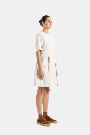 Moncler Two-Material Belted Dress - Beige