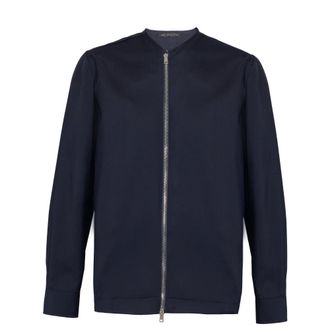 low brand Light Jackets, male, Blue, Size: 2XL Collarless Zip-Up Jacket