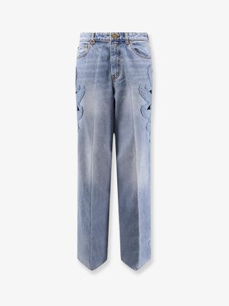 Zimmermann Jeans Alchemy Applique Relaxed Flare in blue denim - ZIMMERMANN - gender_Woman