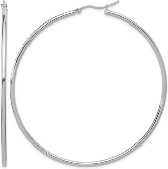 Diamond2Deal 14k Gold 2x65mm Round Hoop Earrings