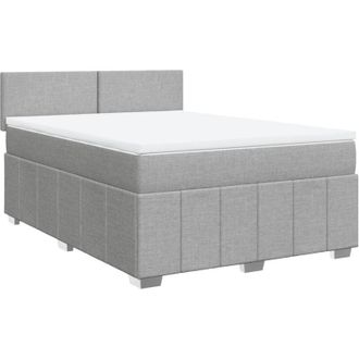 vidaXL Vidaxl - Cama Box Spring Con Colch&oacute;n Tela Gris Claro 140x190 Cm