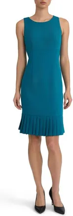 Kasper Pleated Sleeveless Sheath Dress in Bottle Teal at Nordstrom, Size 10