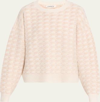 Zankov Check Wool-Silk Crewneck Sweater