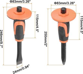 OEM 1 Juego De Cinceles Para Mamposter&iacute;a De 9,7 Con Cabeza Plana Puntiaguda Y Protector De Mano, Cincel Plano Para Roca, Hormig&oacute;n, Mortero Y Piedra Para R