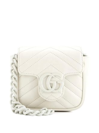 Gucci GG Marmont Flap Matelasse Leather Mini belt bag - White