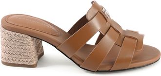 Tommy Hilfiger Womens Leather Block Heel Sandals - Brown - Size EU 38