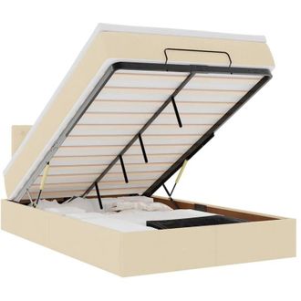 vidaXL Estructura De Cama Otomana Con Colch&oacute;n Tela Crema 120x200 Cm
