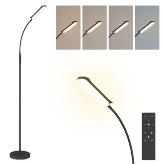 HOMCOM LED Floor Lamp for Living Room with Magnetic Remote Control - Black | TJ Hughes