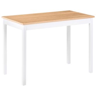 Beliani Mesa De Comedor Y Cocina De Madera Roble Claro Natural Patas Blancas Estilo R&uacute;stico 110 X 60 X 75 Cm Georgia