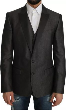 Dolce & Gabbana Slim Fit Kostuumjas - Heren - Blazers - Grijs - L - Wol - Jassen
