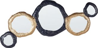 Beliani Espejo De Pared De Metal Decorativo Estilo Glamuroso 109 X 44 Cm En Color Negro Y Dorado Charny