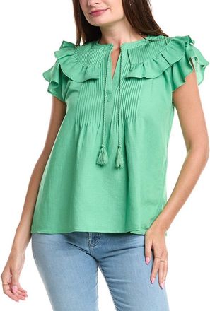 T Tahari Linen-Blend Blouse