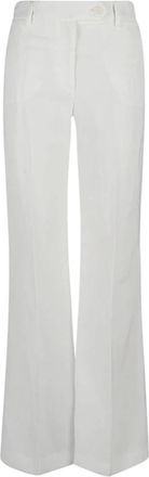 True Royal Witte Linnen Flared Broek - Dames - Wijde Broeken - Wit - XS - Linnen - Broeken