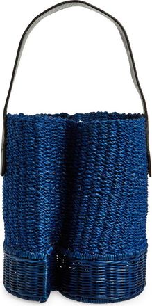 sacai Small S-Basket Woven Raffia in Blue at Nordstrom