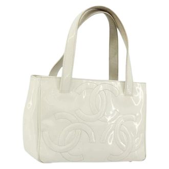 Chanel Pre-owned Handbags, female, White, Size: ONE SIZE Pre-owned Vintage Patent Leather Hand Bag