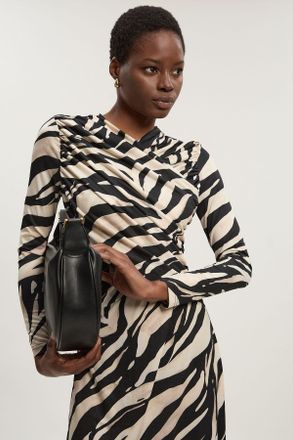 Karen Millen Womens Zebra Print Crepe Twist Detail Maxi Dress - Monochrome Multi - Size X-Small