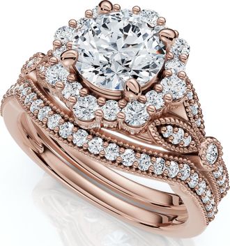 Pompeii3 1 1/2Ct Eloise Diamond Engagement Ring Set 14k Gold or Platinum