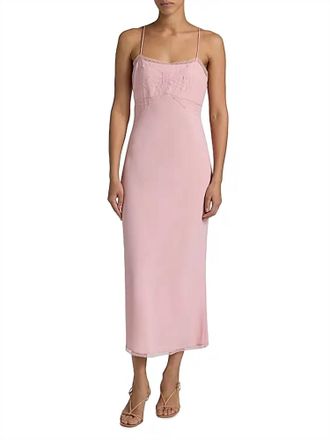 LoveShackFancy Isolis Lace Bow Crepe Midi Dress In Pink