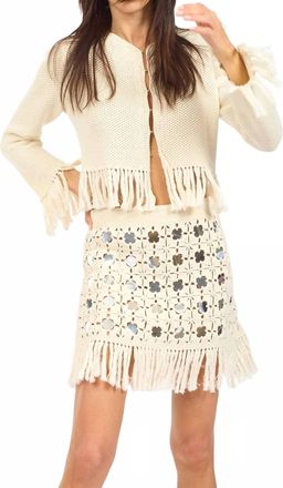 Le Superbe Gyypset Fringe Cardigan In Beige