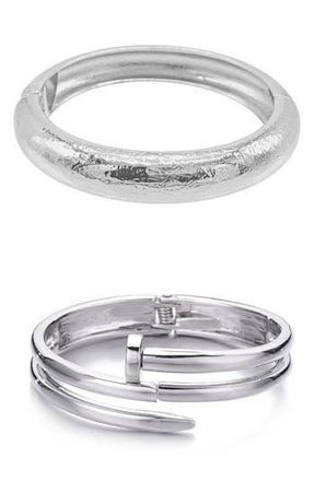 Adornia Set of 2 Nail & Hammer Assorted Bracelets in Silver at Nordstrom Rack