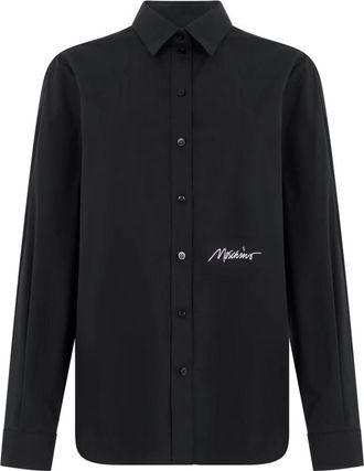 Moschino Shirt met lange mouwen en kraag - Dames - Overhemden - Zwart - L - Katoen - Overhemden
