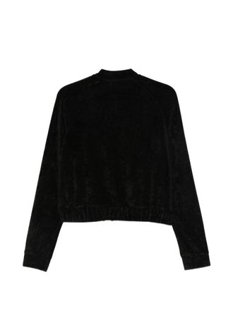 Emporio Armani Velvet Zip-Front Sweatshirt - Black