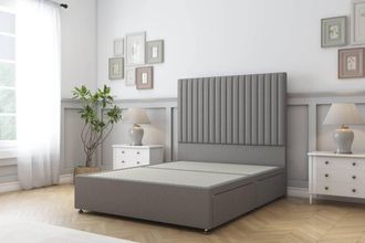 Sloomy Manhattan Dumfries Divan Bed Base 2 Drawers Foot-End - 26 Headboard in Light Grey | Size: Double