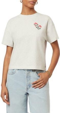 Scotch & Soda Dyed Boxy Crop Graphic T-Shirt in Light Grey Heather at Nordstrom Rack, Size X-Small