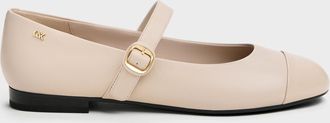 Charles & Keith Leather Cap-Toe Mary Janes