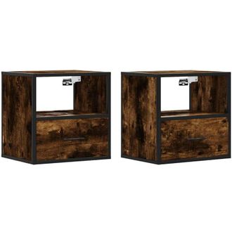 vidaXL Vidaxl - Mesitas De Noche Pared 2 Uds Color Roble Ahumado 40x31x39,5 Cm